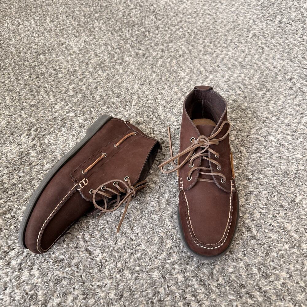 J Crew Boat Deck Chukka Ankle Boots Men’s Size 10.5 Brown Leather Preppy New